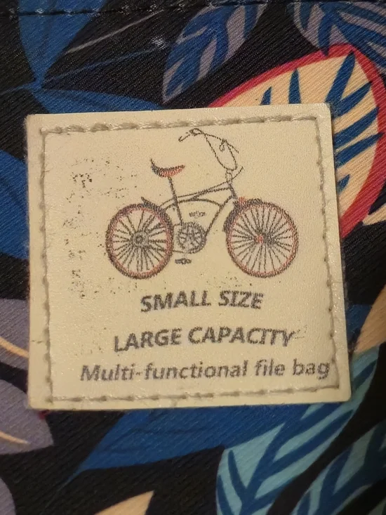 Floral Leaf Print Multifunctional File Bag Travel Pouch Navy, Blue, Coral Pink - Picture 2 of 6